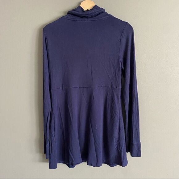 Thyme Maternity Womens Blue Cowl Neck Peplum Longsleeve Shirt Size XS - Picture 2 of 6
